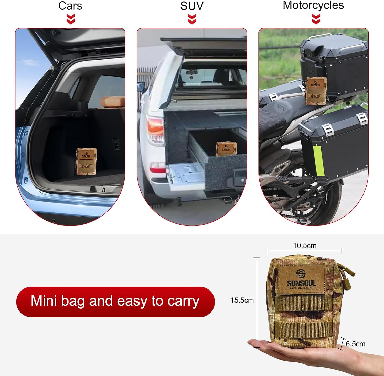 SUNSOUL Tire Repair Kit - 40PCS Heavy Duty Tire Plug Kit with Storage Bag, Universal Zinc Alloy Puncture Repair Tools for Car, Motorcycle, Truck, ARB, ATV, UTV, Tractor, RV, SUV, Trailer
