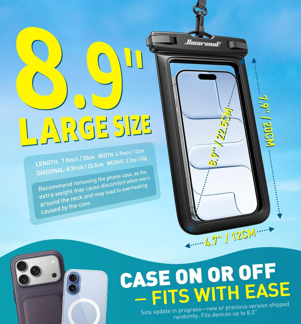 Hiearcool Waterproof Phone Pouch, Waterproof Phone Case, Black&Blue 2-Pack