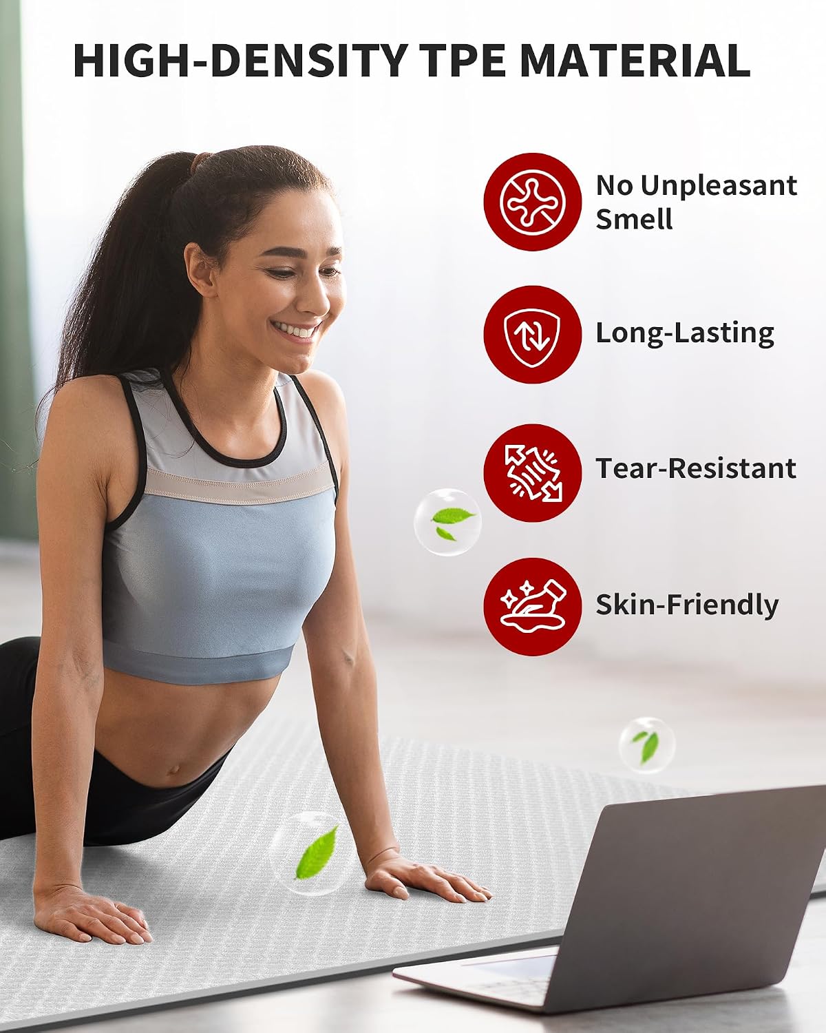 CAMBIVO 72''x48'' Large Yoga Mat, Extra Thick TPE Workout Mat