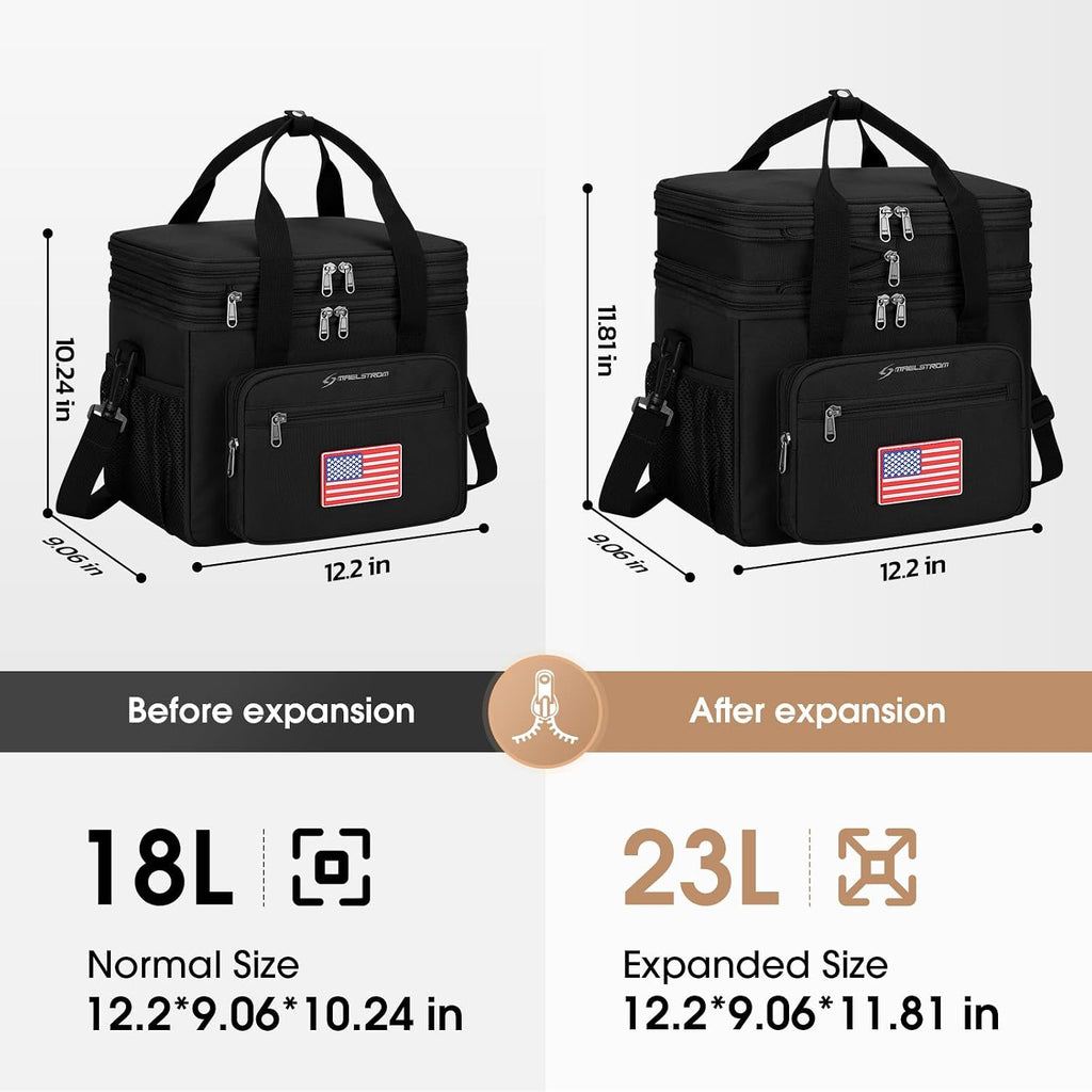 Maelstrom 23L Insulated Lunch Box, Expandable Double Deck Cooler Bag