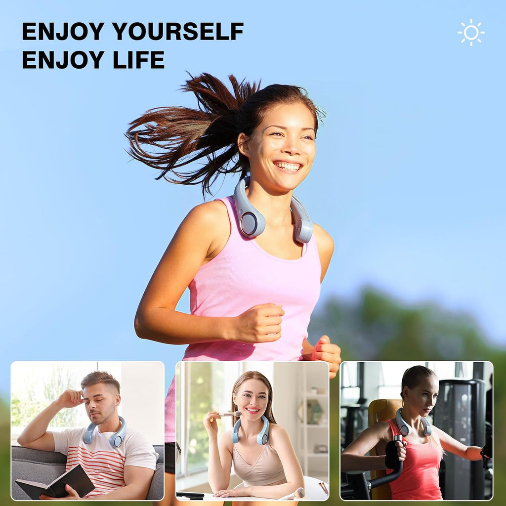 Morelax Neck Fan, USB Rechargeable Personal Fan,Hand Free Bladeless Portable Fans,4000 mAh, 3 Speeds,72 Air Faster softer 360° Cooling, Ultra Quiet,Gift Suitable for Home, Office, Travel, Sports