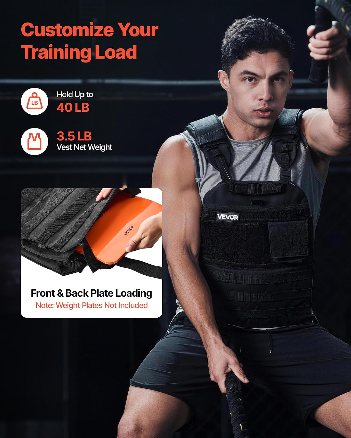 VEVOR Adjustable Weighted Vest, 4-10lbs/20-32lbs/24-40lbs/40lbs Comfortable X-Shape Body Weight Vest Set with 6/8 Weight Packs and Reflective Stripe, for Men Women, Workout Equipment for Strength Training Running Jogging