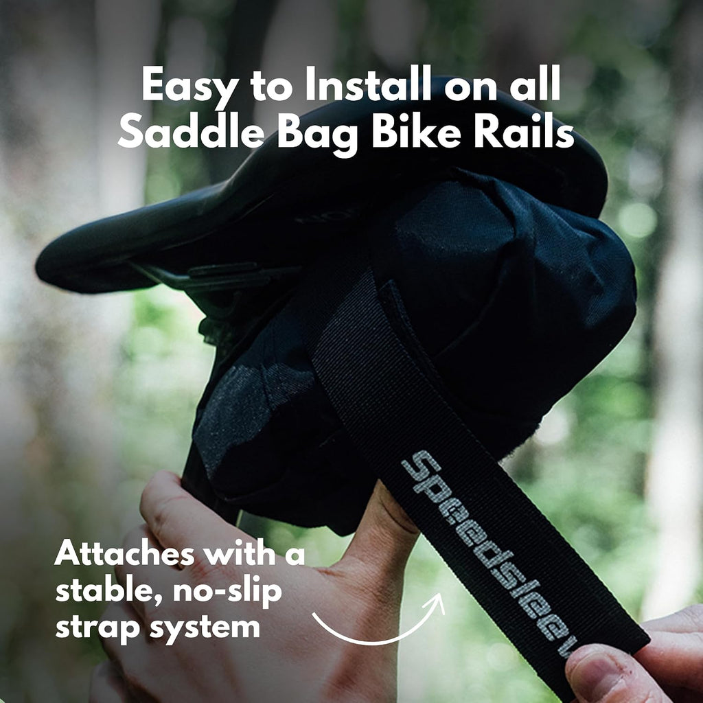 SpeedSleev Ranger Medium Bike Saddle Bag – Compact Under Seat Cycling Pack for Road, Gravel & MTB – Waterproof, Rattle-Free Tool Storage – Lightweight Bike Gear Bag with Safety Strap – Orange