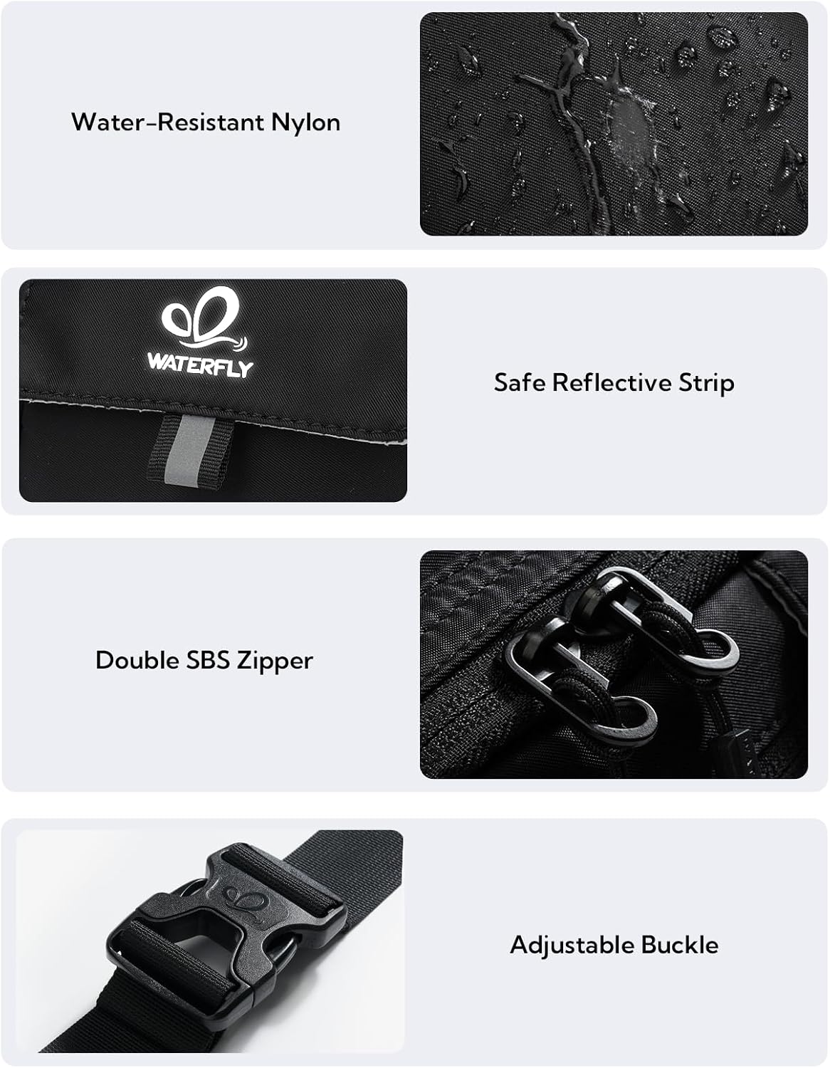 WATERFLY Fanny Pack Waist Bag: 3L Large RFID Anti-Theft with 9 Pockets