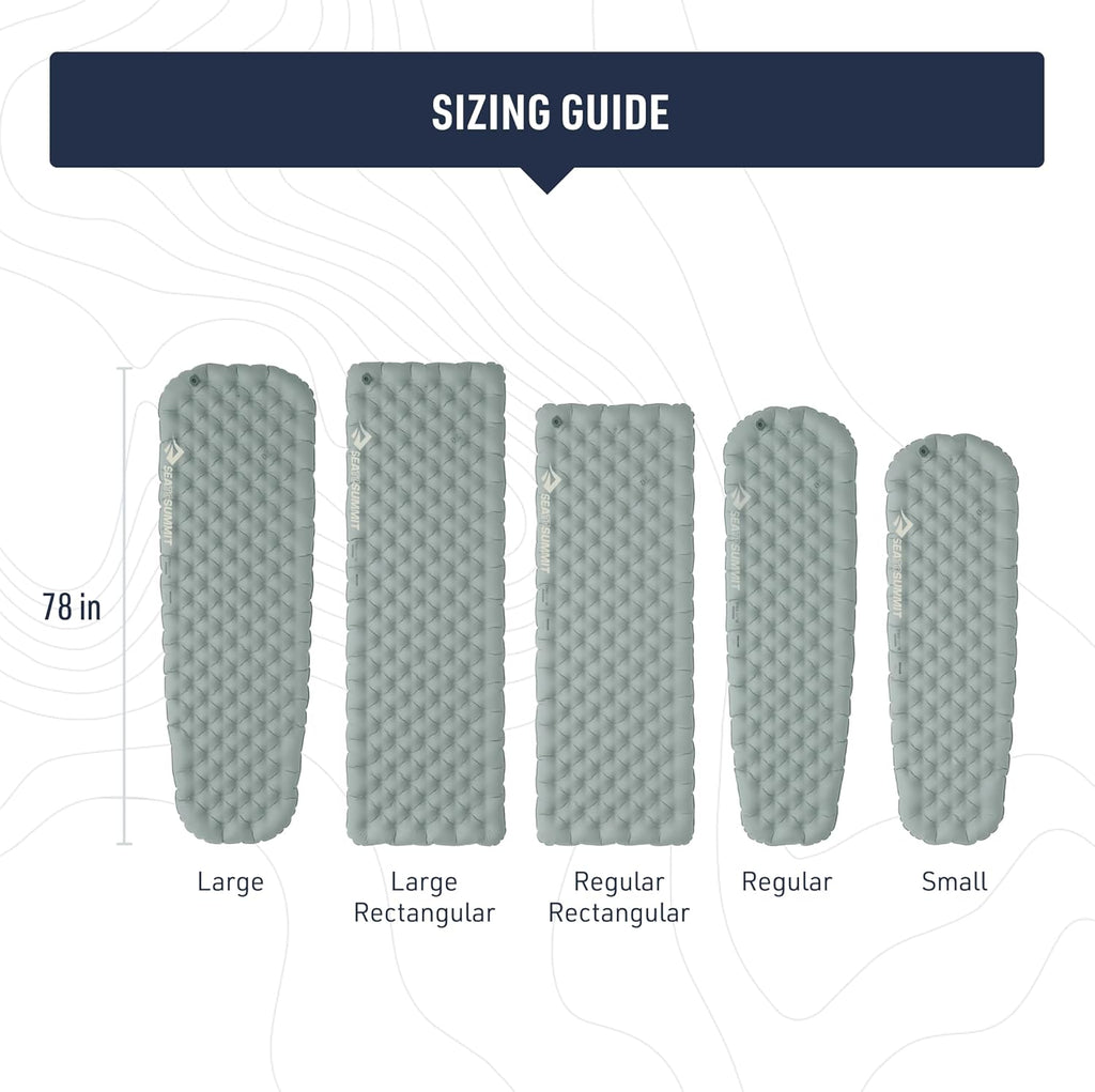 Sea To Summit Ether Light XR Insulated Sleeping Pad, Rectangular - Large (78 x 25 x 4 Inches), Grey