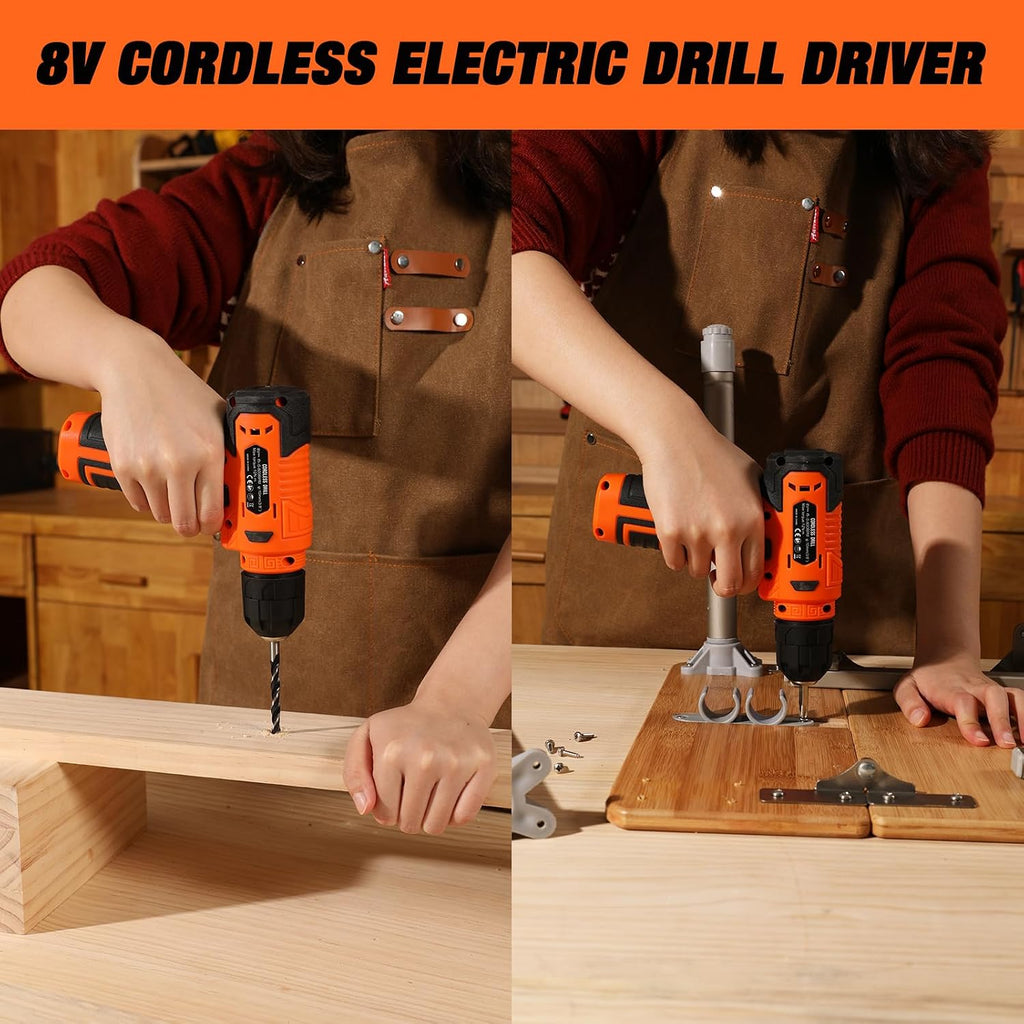139-Piece Tool Set - Tool Kit with 8V Cordless Drill Driver in ToolBox Storage Case, General Household Drill Set for Home Repairs, Handyman, DIY Projects