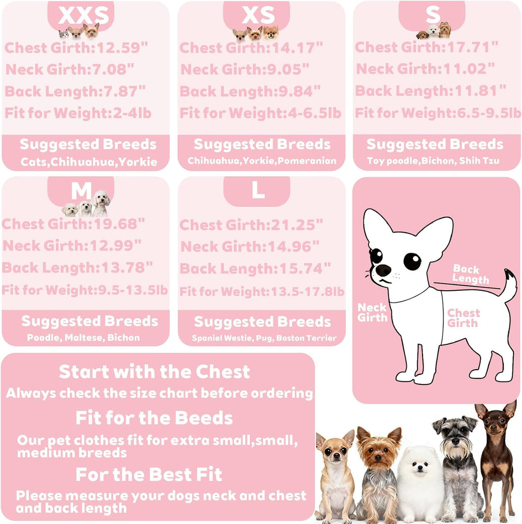 Dog Clothes for Small Dogs Fleece Dog Pajamas Winter Warm Thermal Soft Puppy Pjs Coat Stretchy Jumpsuit Doggie Pet Sweater Outfits Cat Apparel (Pink, X-Small)