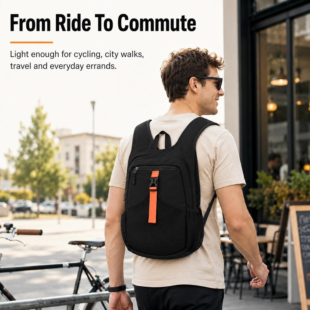 15L Small Hiking Backpack, Lightweight Packable Foldable Casual Backpack for Women Men (Black)