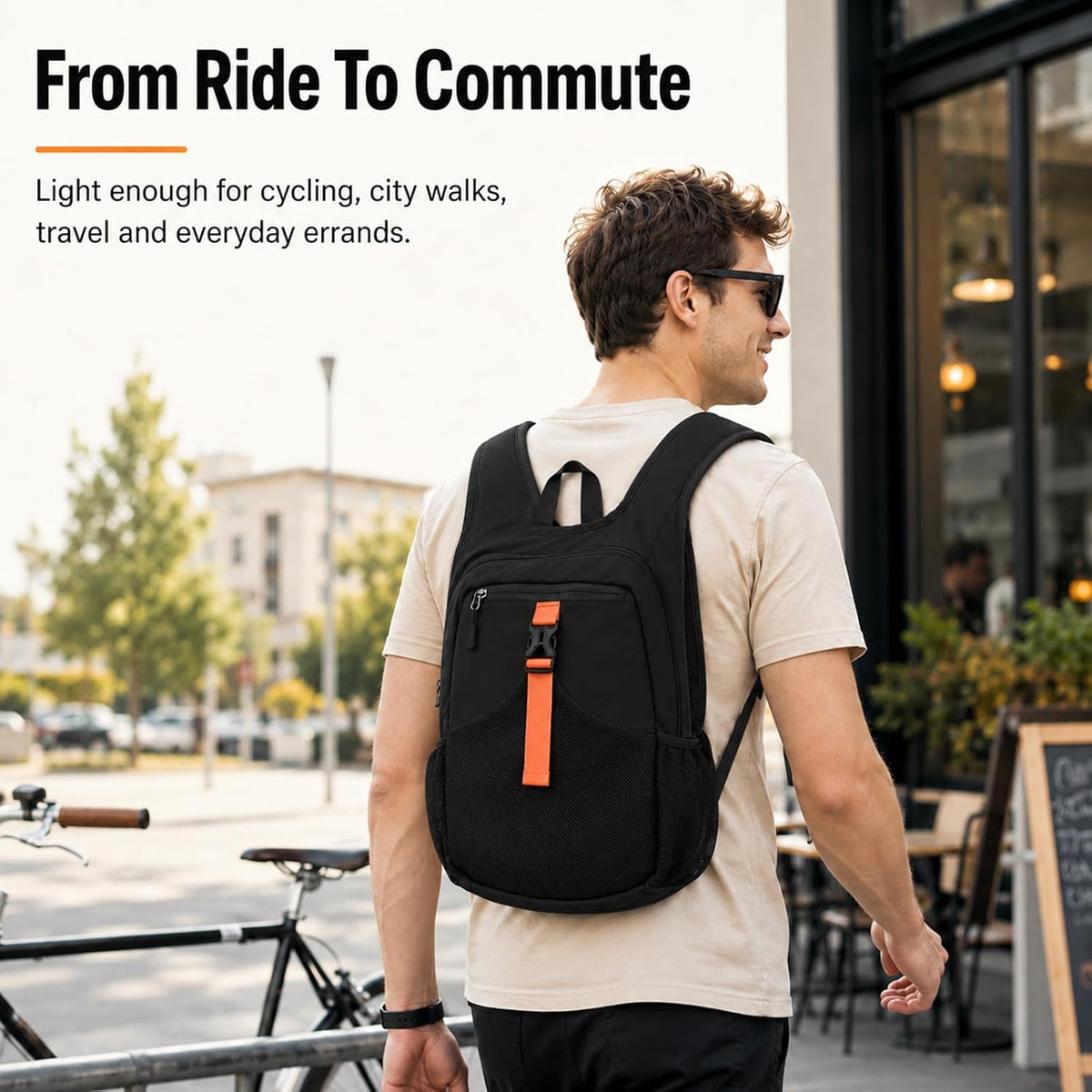 15L Small Hiking Backpack, Lightweight Packable Foldable Casual Backpack for Women Men (Black)
