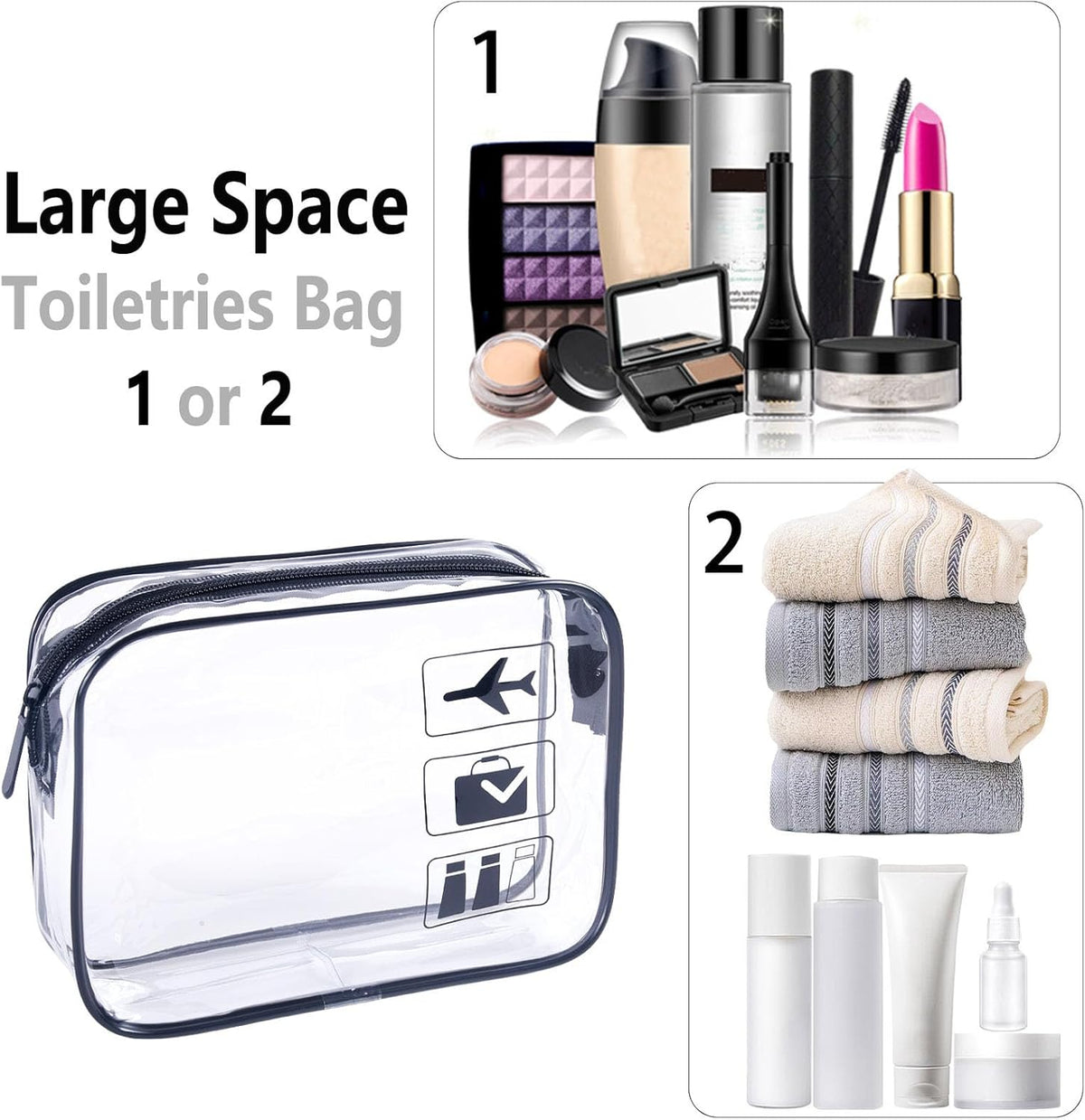 Clear Makeup Bags TSA Approved Toiletry Bag-6Pack