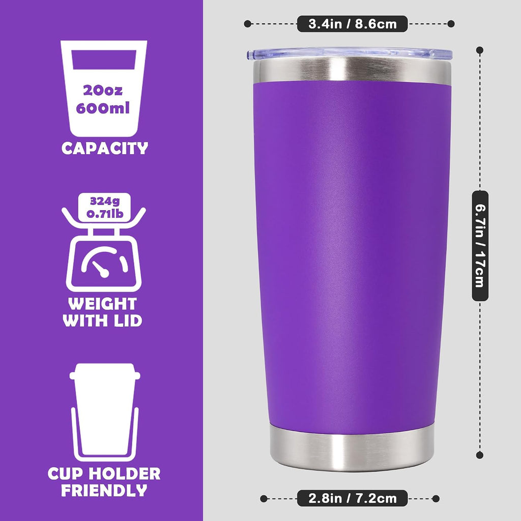 20oz Tumbler Stainless Steel Tumbler Coffee Tumbler with Lid Purple, 12P