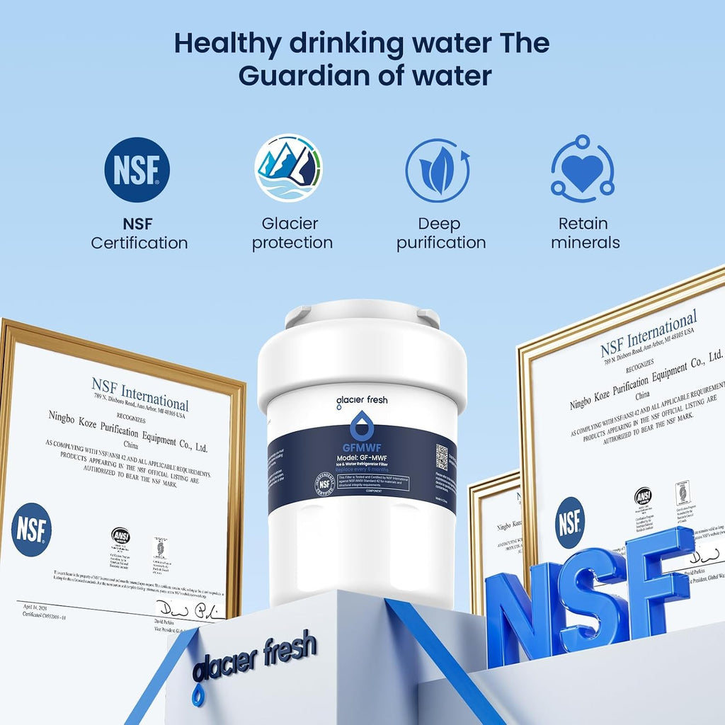 GLACIER FRESH MWF Refrigerator Water Filter Compatible with GE, 4-Pack