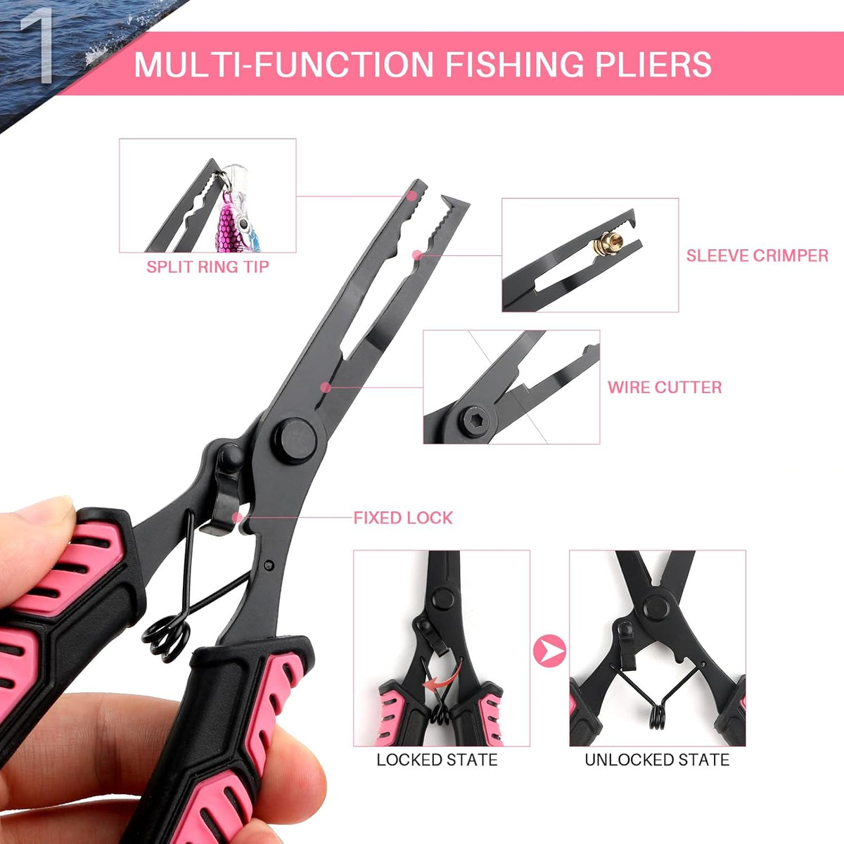 mouhike Fishing Pliers Fish Lip Gripper Fishing Tool Kit for Men Women