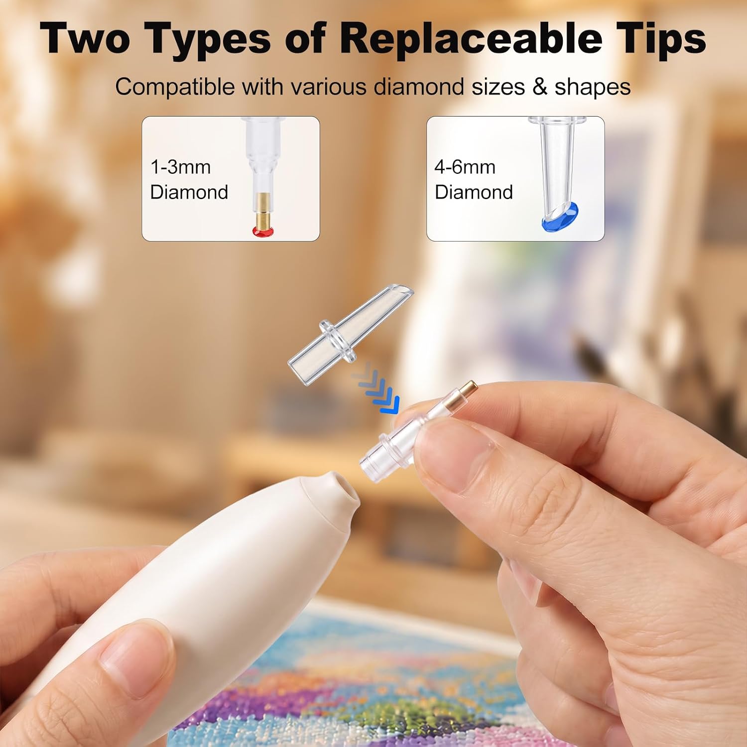 Diamond Painting Pen Kit with 4 Replaceable Tips, Resin Diamond Art Pen
