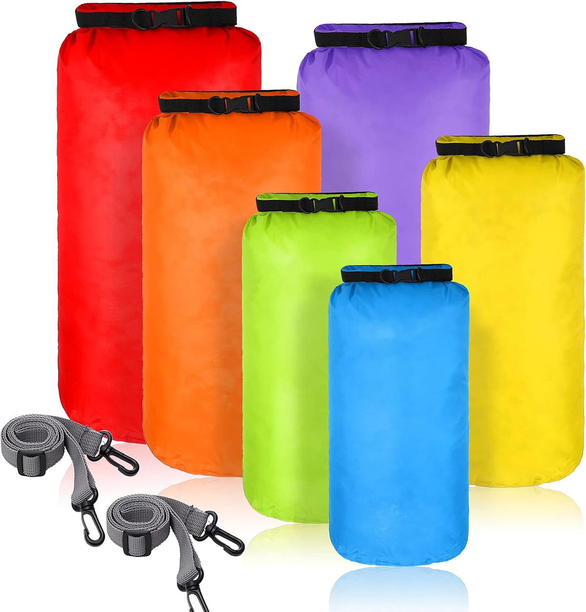 Shappy 6 Pcs Waterproof Dry Bag Set Ultralight Stuff Sack 20/15/10/8/5/3L Backpacking Bag with Long Adjustable Strap Outdoor Keep Gear Dry Sack for Camping Kayaking Boating Hiking Travel