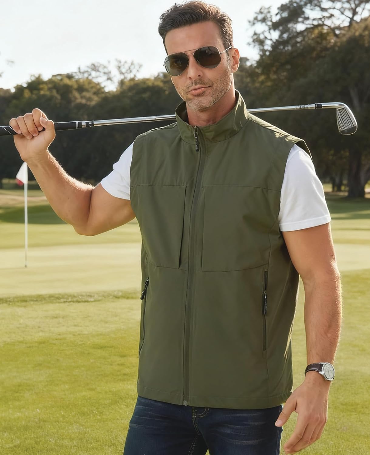 Men's Lightweight Outerwear Vest Softshell Sleeveless Jacket