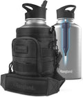 Filtered Half Gallon Water Bottle with Straw Lid - Large Insulated Bottle with Filter System, Includes Carrier Bag with Padded Shoulder Strap, 64oz (Stainless Steel)