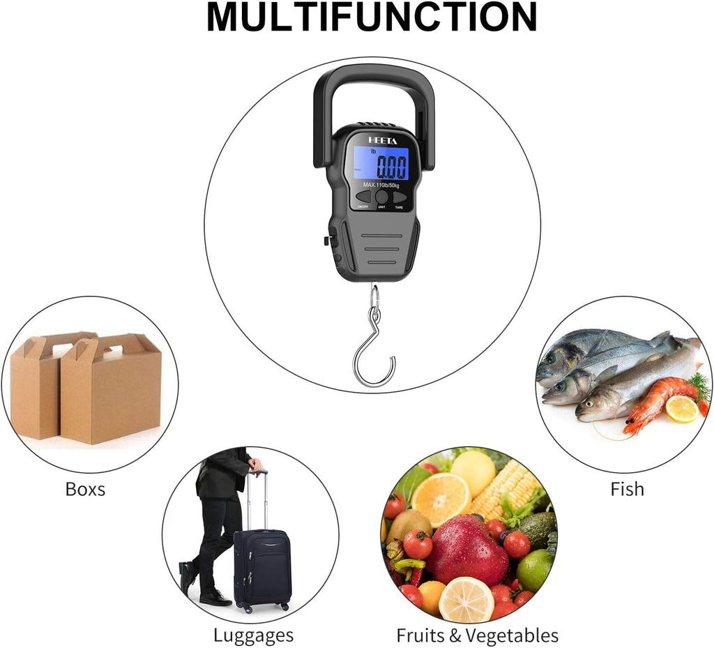 HEETA Fish Scale Digital Fishing Luggage Weight Scale with Measuring Tape