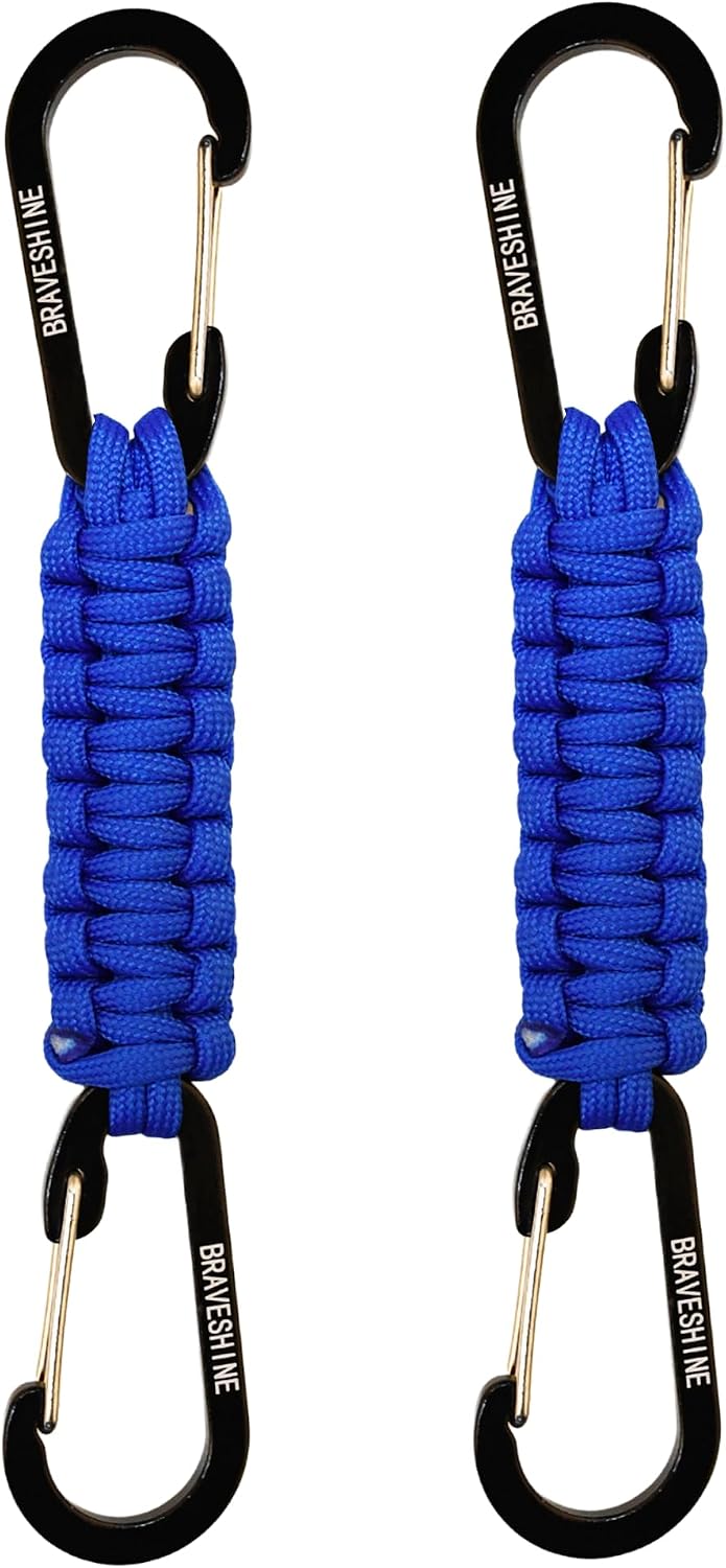 BRAVESHINE Paracord Keychain Carabiner Clip | D Ring Hanger Lanyard Hook