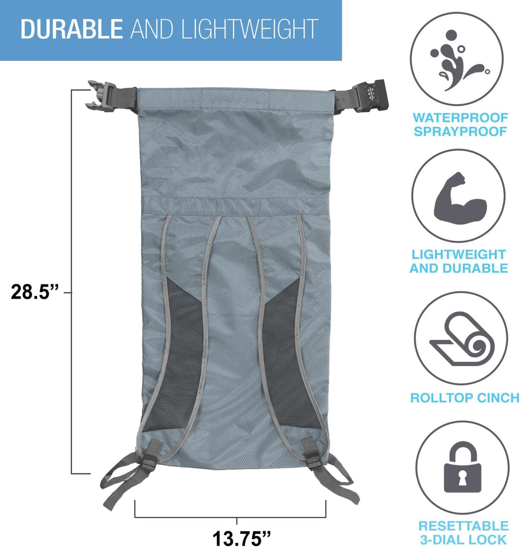 Lewis N. Clark WaterSeals Locking Backpack | Waterproof Bag | Anti-Theft Combination Lock | For Men & Women | Gray
