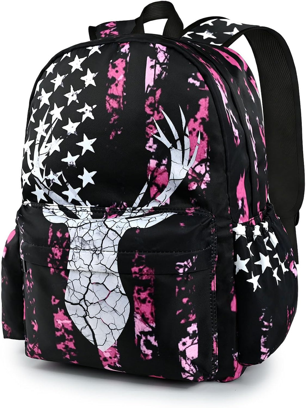 Camo Deer School Backpack for Girls Boys Teens Bookbag 17 Inch Laptop Backpack for Sports Travel Camping