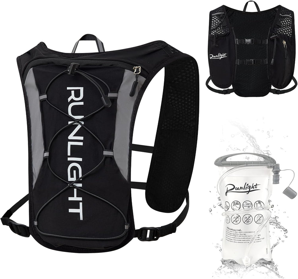 Runlight Running Vest for Women Men, Adjustable Hydration Backpack Breathable Reflective with 1.5L Water Bladder for Hiking, Trail, Running, Marathons, Cycling