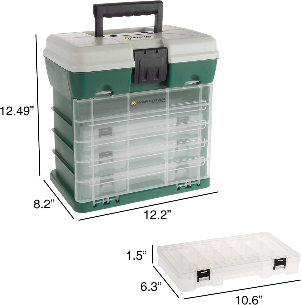 Storage Tool Box Organizer - Utility Box with 4 Drawers and 19 Compartments for Camping Supplies and Fishing Tackle by Wakeman Outdoors