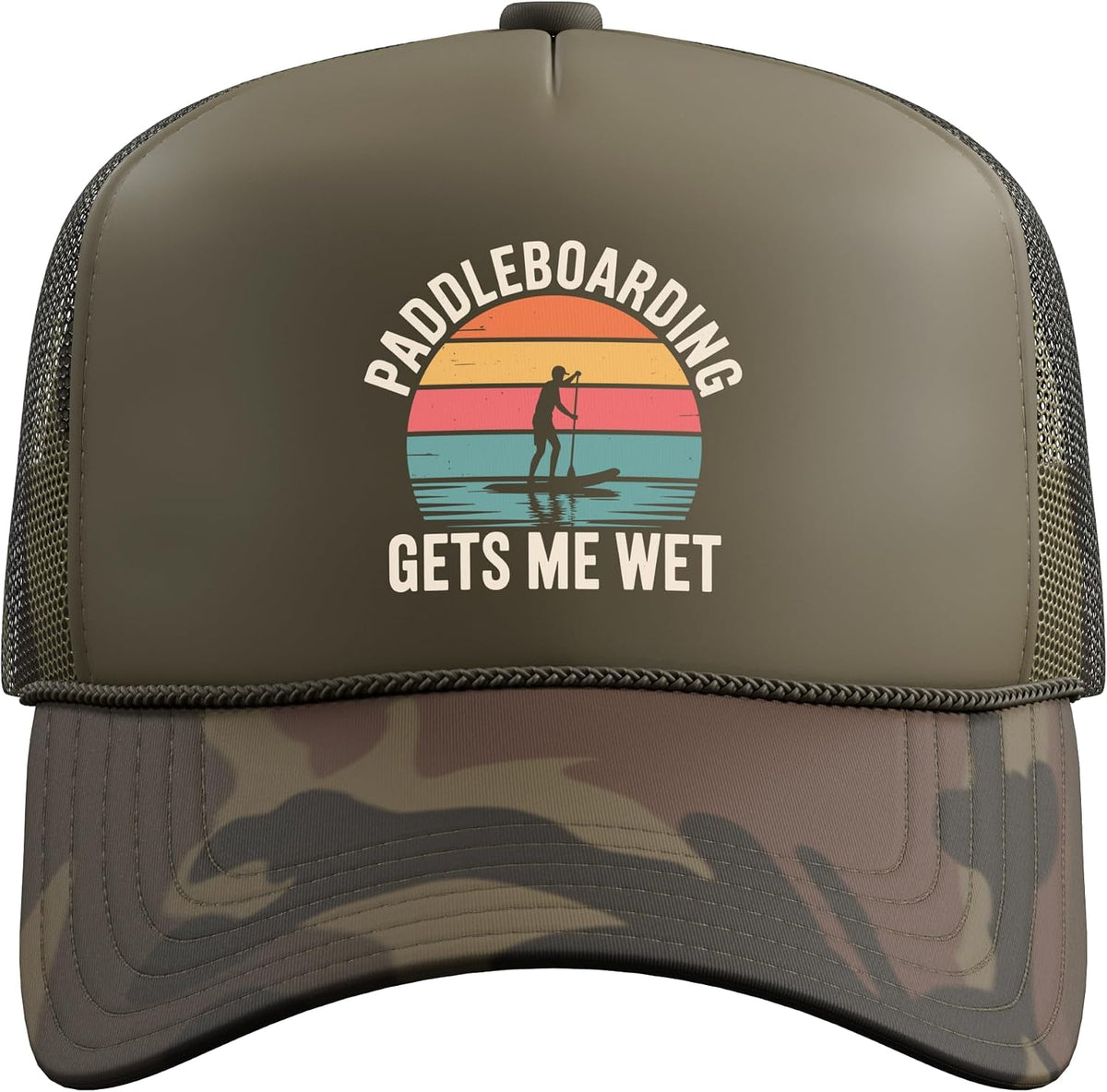 Paddleboard Art for Men Women Paddleboarding Paddle Board Trucker Hat with Adjustable Mesh Back