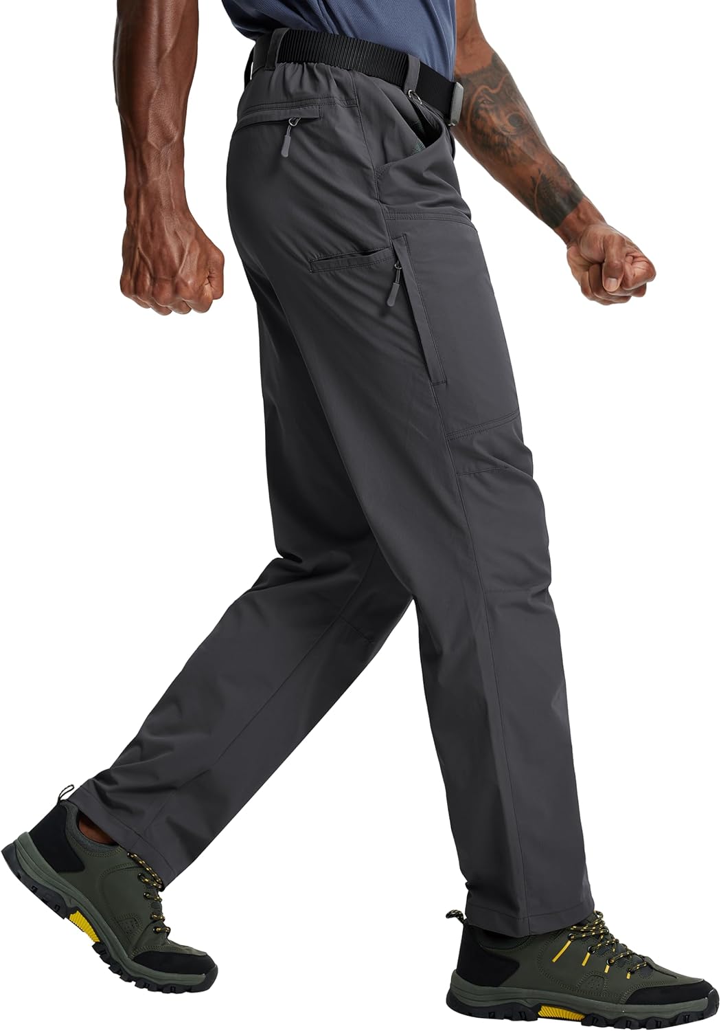 Mens Hiking Pants Lightweight Cargo Work Tactical Nylon Stretch Waterproof Quick Dry Fishing Travel Outdoor 6 Pockets