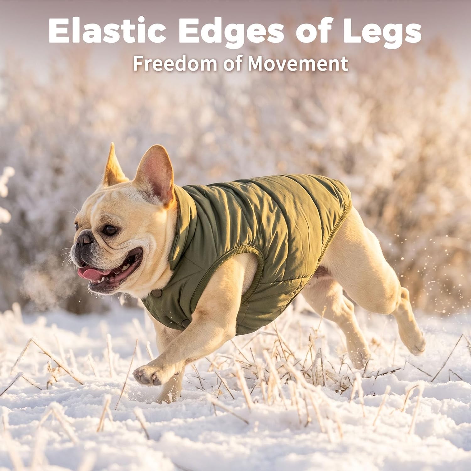 JoyDaog Fleece Lined Dog Jacket for Small Dogs,Winter Dog Coat,Green M