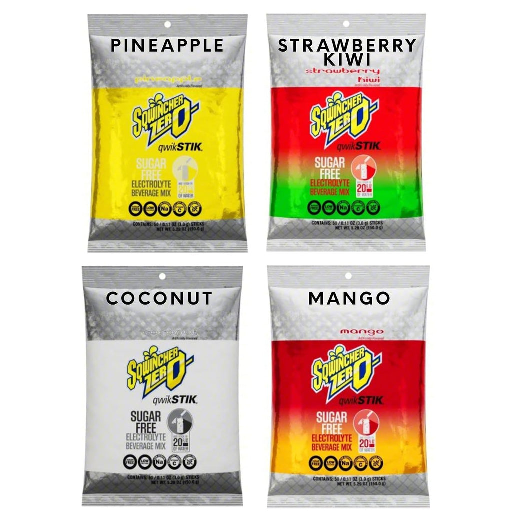 Sqwincher Zero Qwik Stik - Single Serve, Sugar Free, Low Calorie, Low Sodium Electrolyte Replacement Powder Hydration Drink Mix, 0.11 oz Packet (Pack of 250)