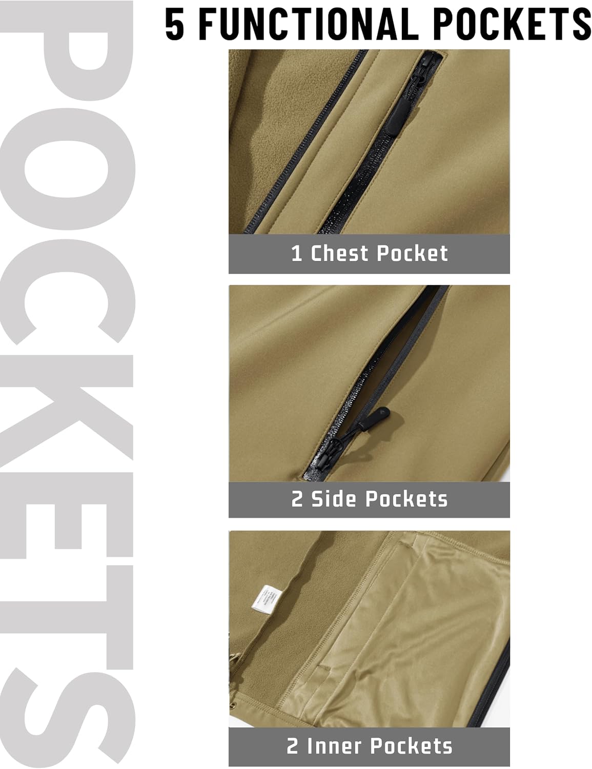 TACVASEN Mens Hooded Fleece Lined Waterproof Softshell Jacket Lightweight
