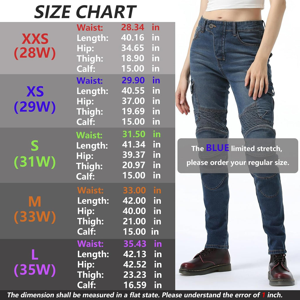 LOMENG Motorcycle Riding Pants Women with CE Level 2 Removable Armor