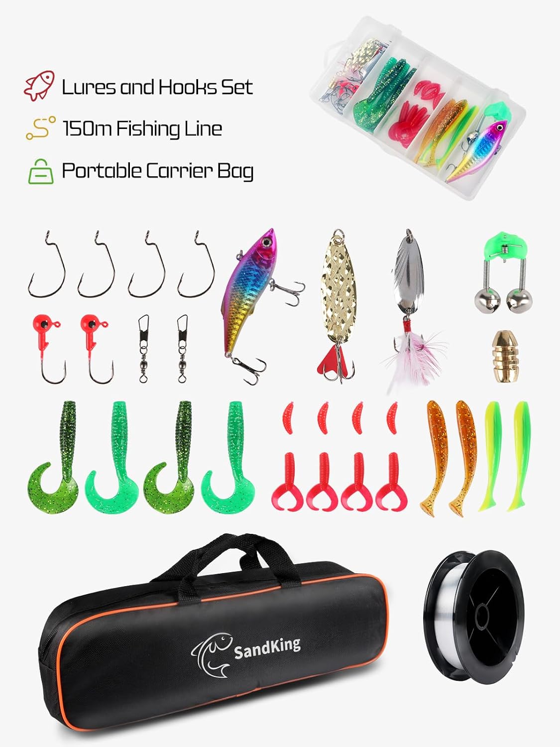 Fishing Pole Kit, Carbon Fiber Telescopic Fishing Rod and Reel Combo with Spinning Reel, Line, Bionic Bait, Hooks and Carrier Bag for Adult Teens Beginners