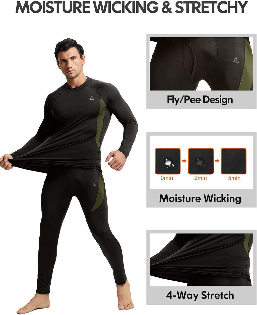 Mens Thermal Underwear Long Johns Base Layer Set Cold Weather 1/2/3 Pack