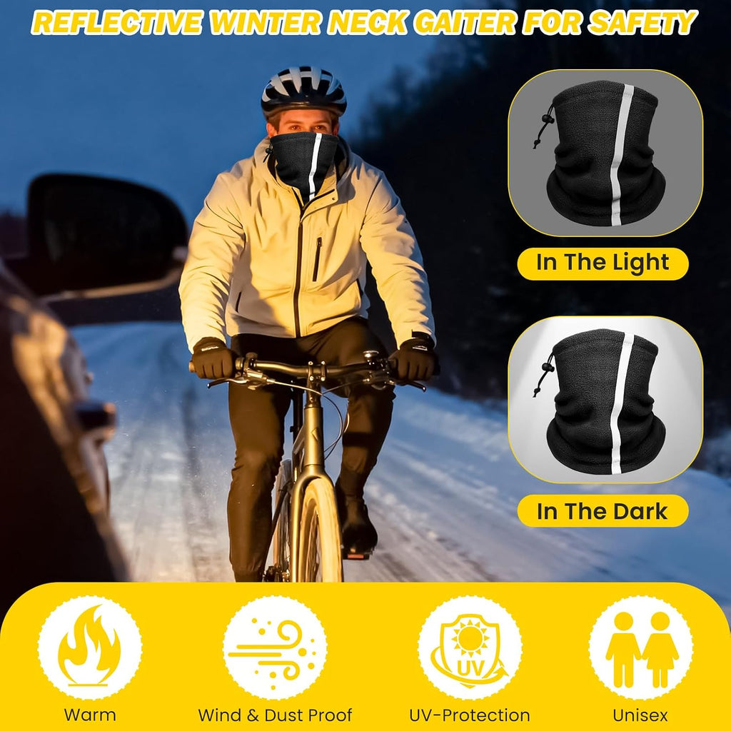 Winter Neck Warmer Gaiter: 4 Pack Hi Vis Reflective Face Cover