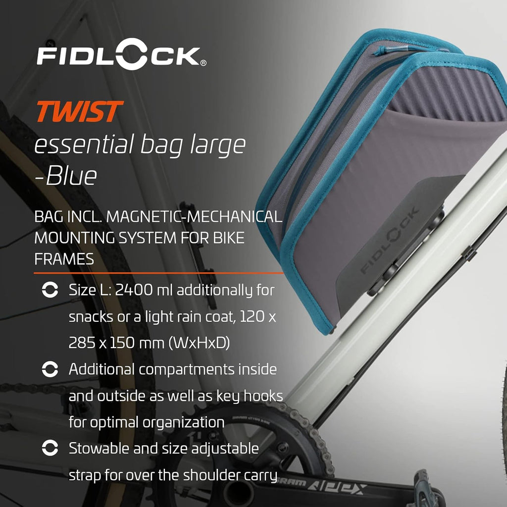 FIDLOCK Twist Essential Bag with Bike Base For Frame Triangle, Blue, Large