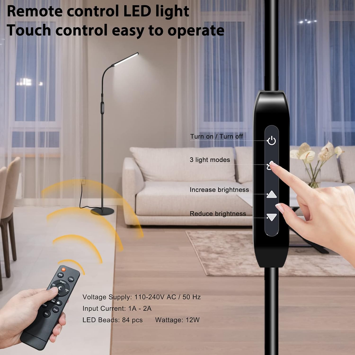 EBEST Led Floor Lamp for Eyelash Extensions Standing Floor Lamps for Office Eyelash lamp Tattoo Light Reading Lamp for Bedroom Makeup Lash Light Extension (Black - RY)