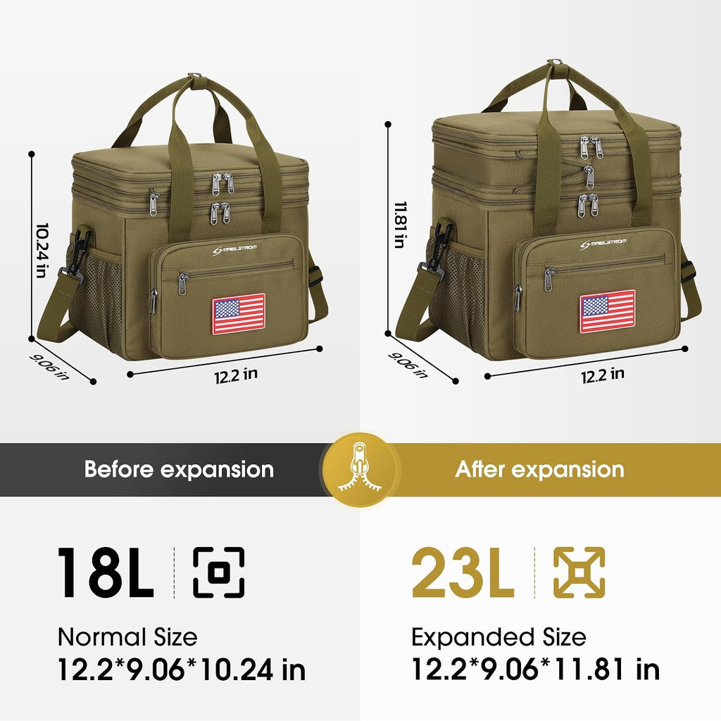 Maelstrom 23L Insulated Lunch Box, Expandable Double Deck Cooler Bag