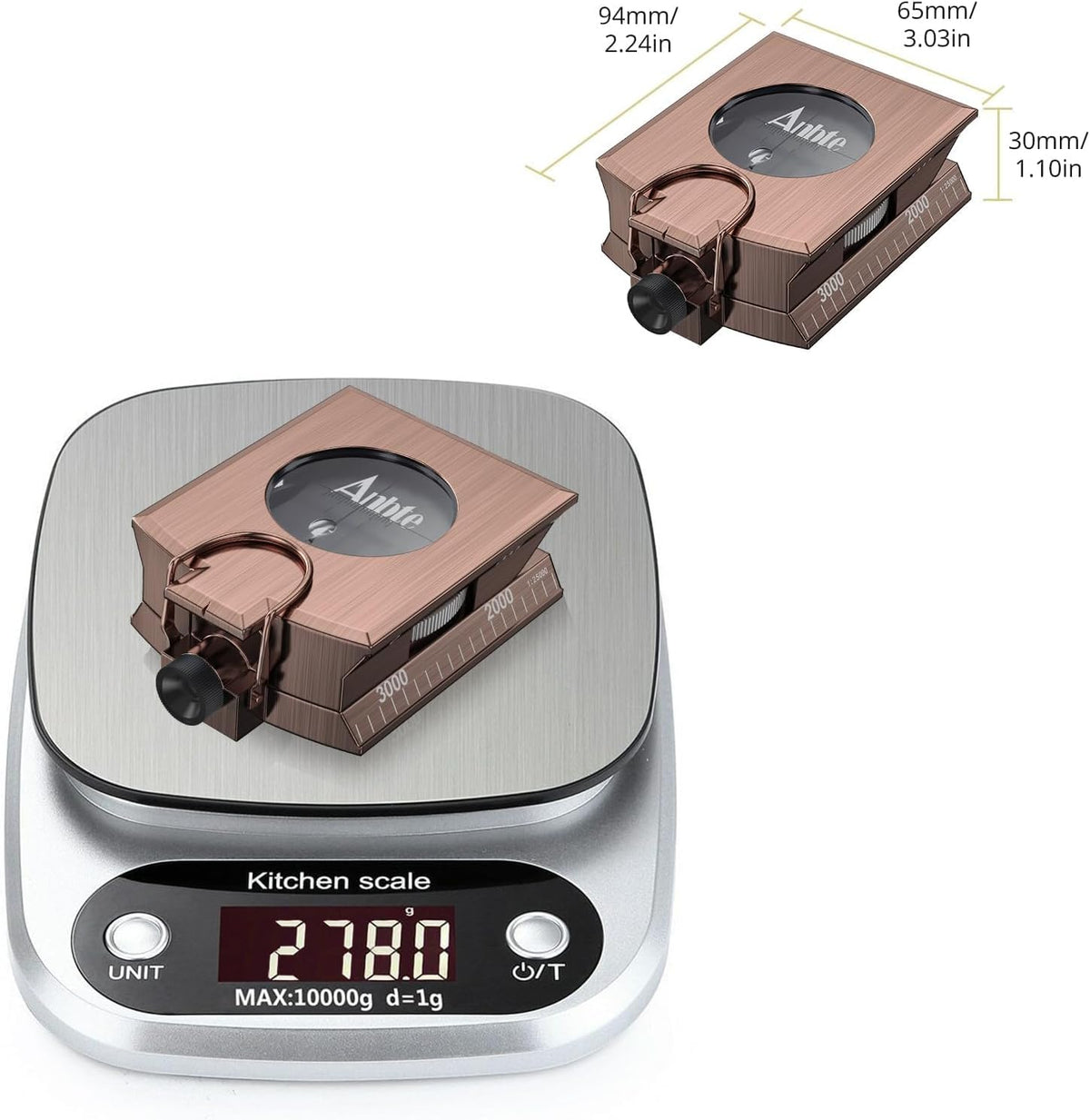 Anbte Hiking Compass, IP65 Waterproof Metal Compass for Camping Navigation