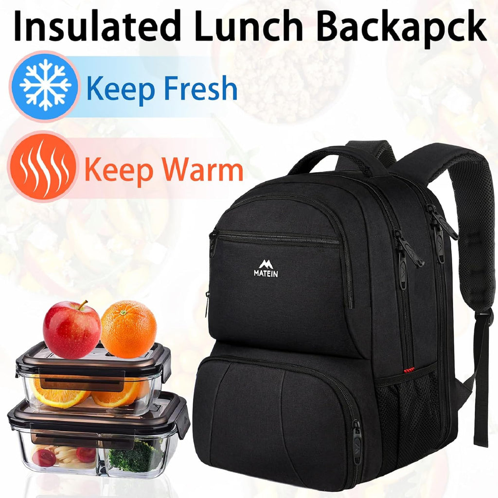 MATEIN Lunch Backpack for Men, 17 Inch Work Backpack with Lunch Compartment