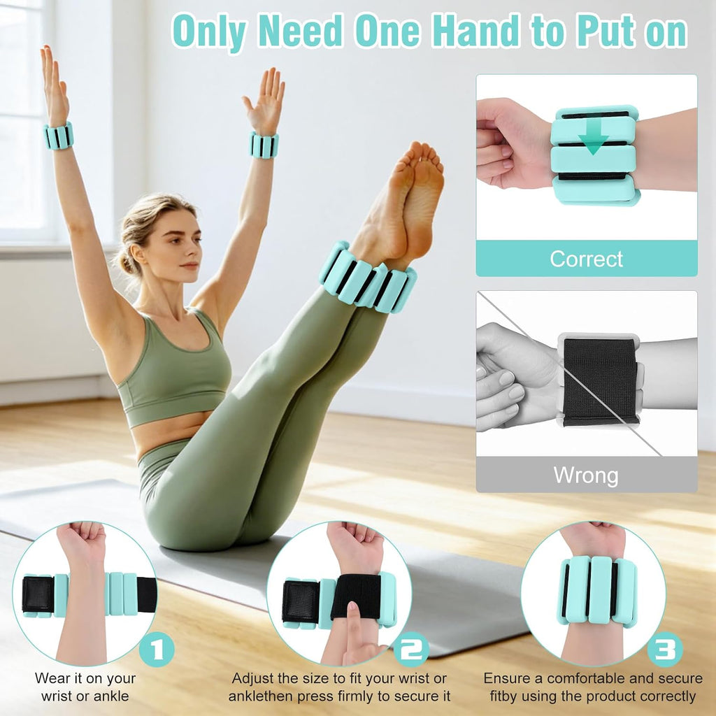 Ankle Wrist Weights for Women Men Adjustable Silicone Arm Leg Weight