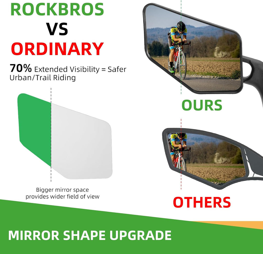 ROCKBROS Bar End Bike Mirror, 360° Adjustable Bicycle Mirror for E-Bike