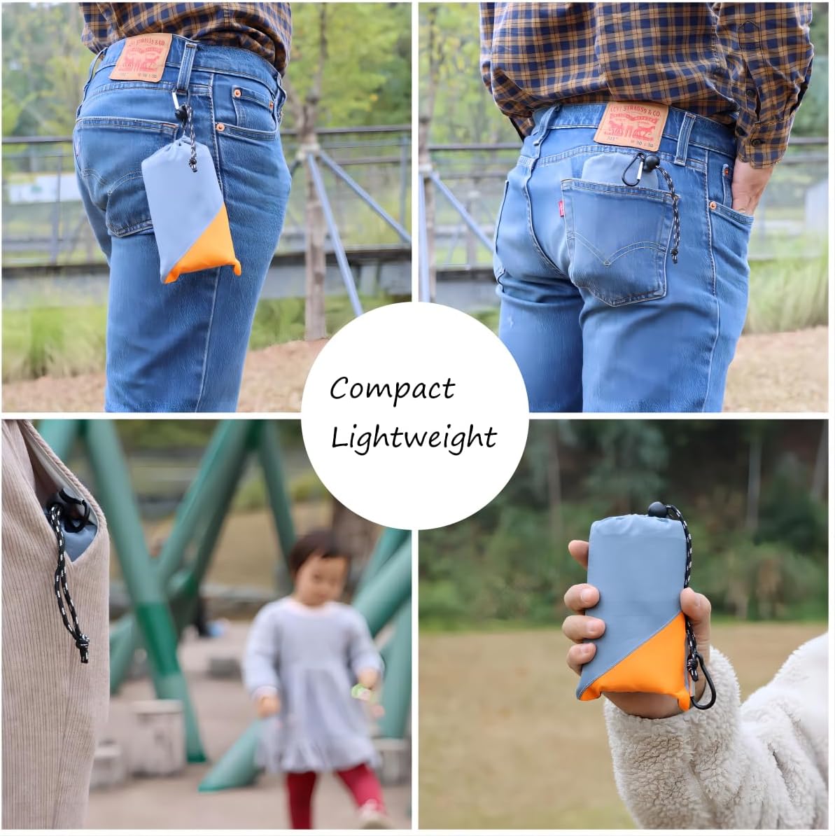 Pocket Picnic Blanket, Compact Lightweight Tarp for Camping | Foldable, Easy to Carry, Water Resistant Sandproof Washable Quick Dry Mat for Beach, Festival, Travel, Outdoor Recreation