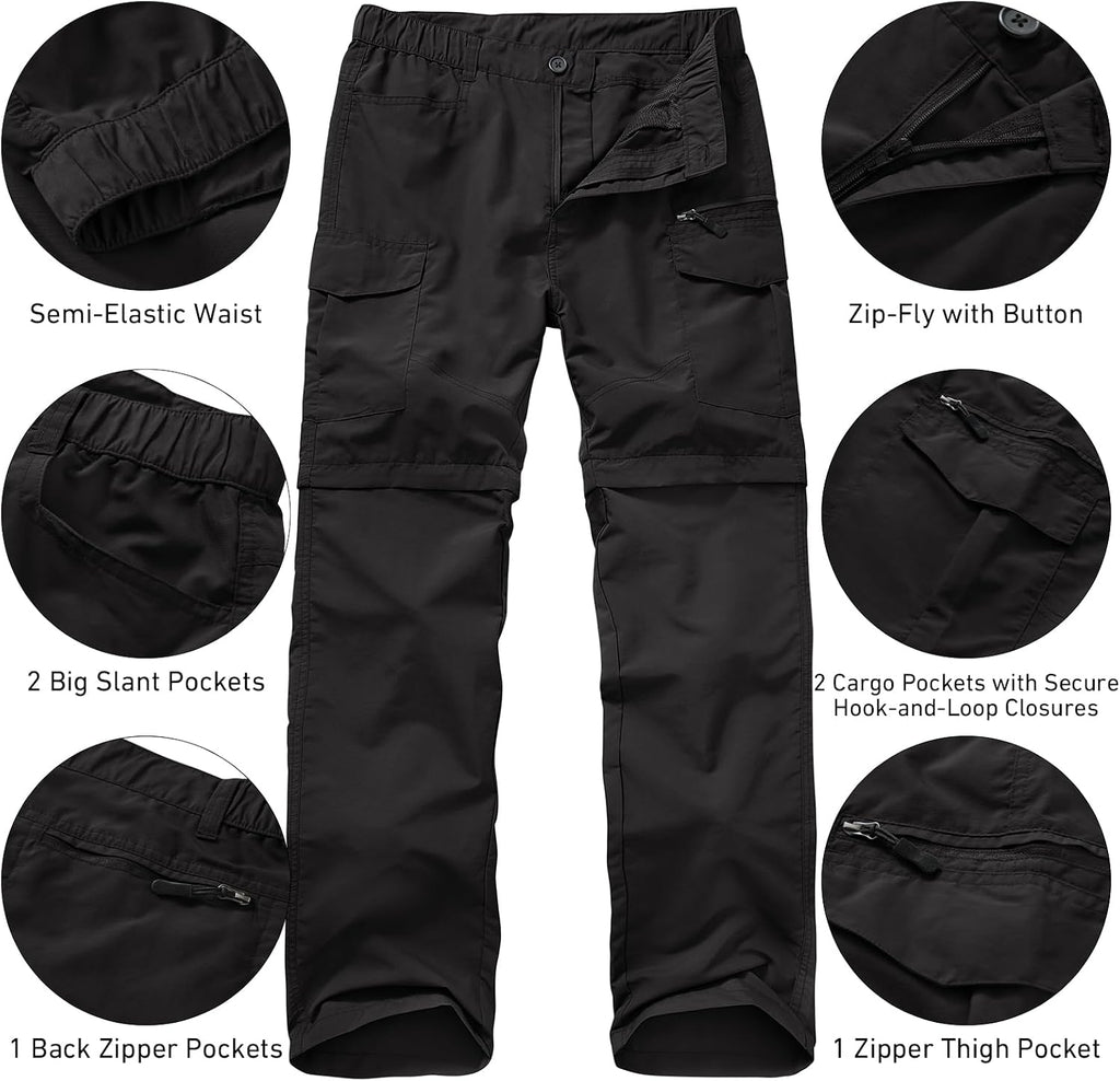 mixtiq Mens Hiking Convertible Pants Water-Resistant Quick Dry Pants