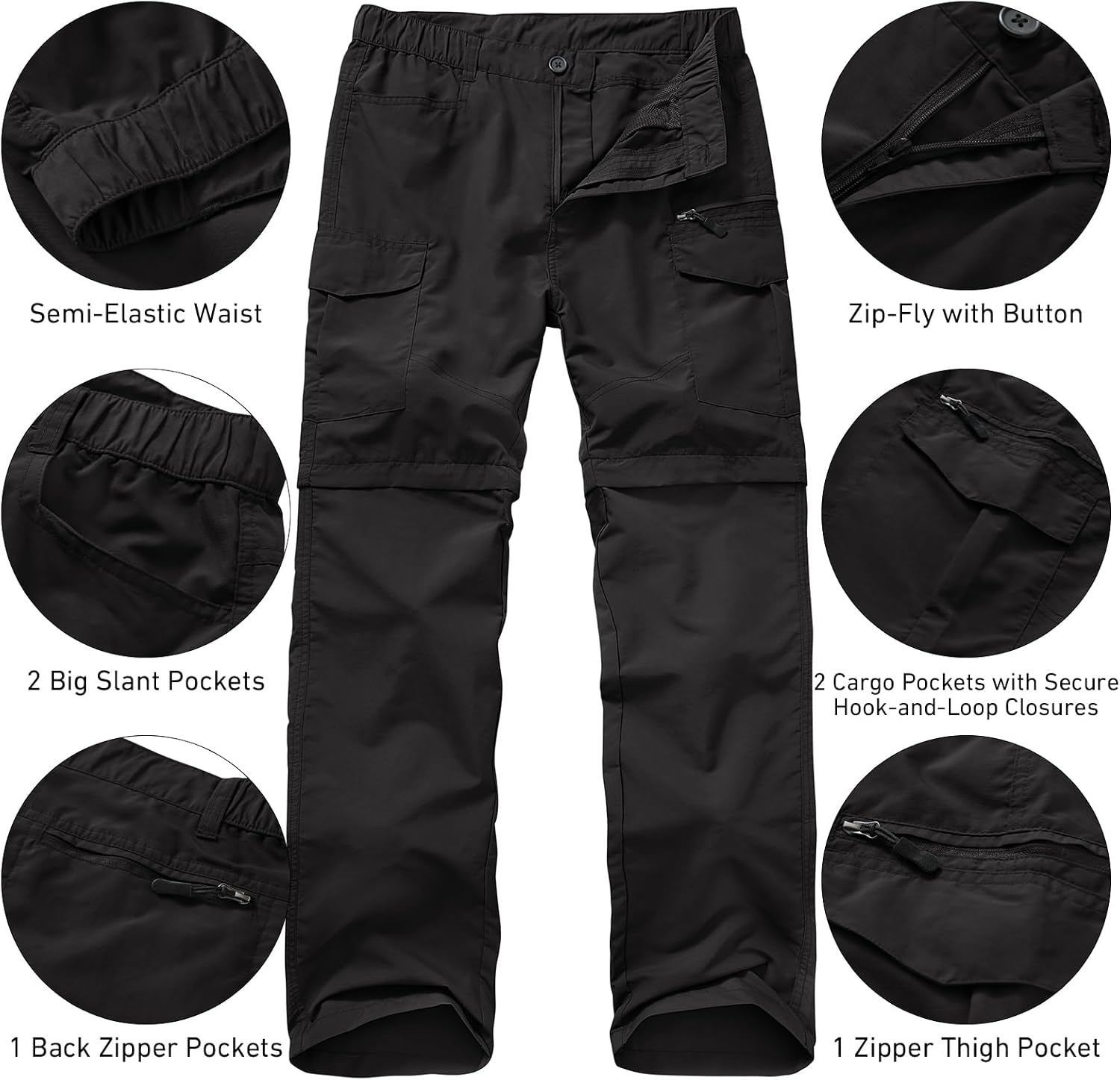 mixtiq Mens Hiking Convertible Pants Water-Resistant Quick Dry Pants