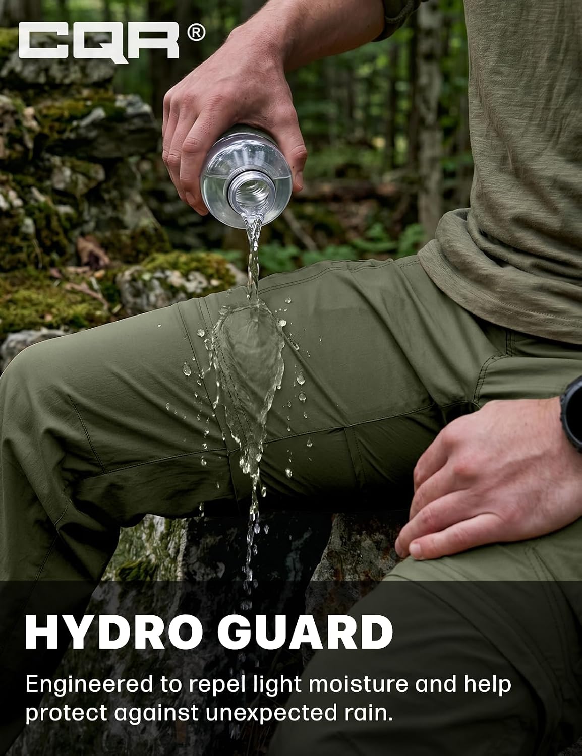 CQR Men's Convertible Cargo Tactical Pants, Water Resistant Outdoor Hiking Pants, Zip Off Lightweight Stretch Work Pants
