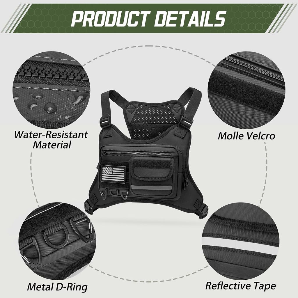 OCKLILY Chest Bag for Men Women, Outdoor Sports Running Vest Bag, Chest Pack for Running, Cycling, Hiking, Workouts, Travel