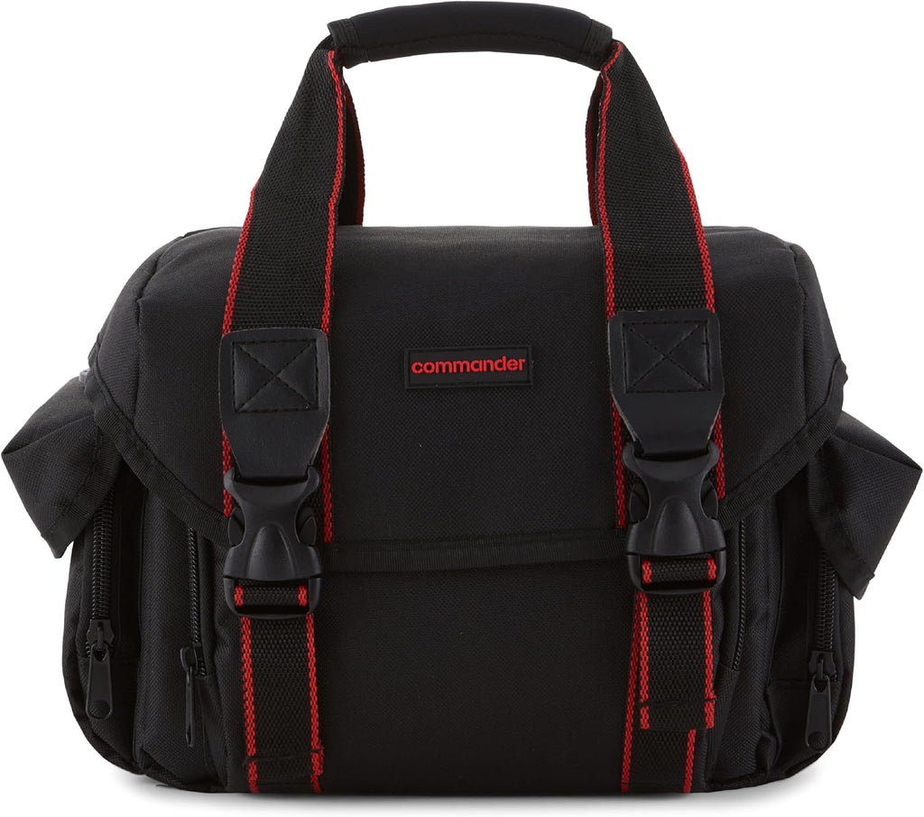 COMMANDER OPTICS Large Camera Bag - Water Resistant, Soft Padded, Spacious Travel Bag for Canon EOS, Nikon, Sony & More DSLR Cameras/Camcorders Ample Storage and Protection for Your Equipment (Large)