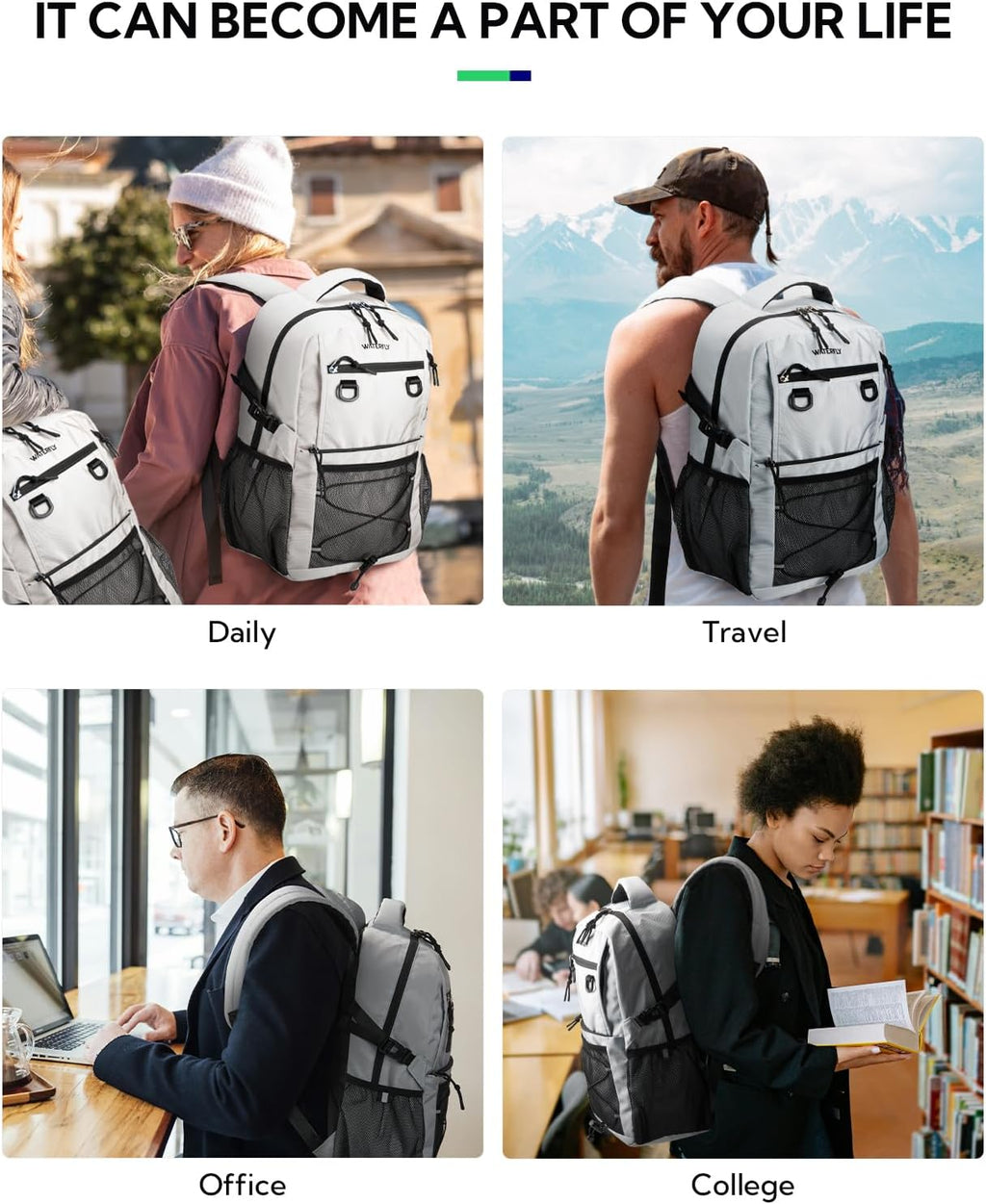 WATERFLY Travel Hiking Casual Backpack: 22L Lightweight Everyday Outdoor City Daypack College Bookbag for Women Men